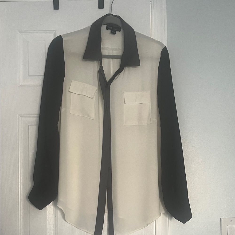 AGB Black and Gray Collar Blouse